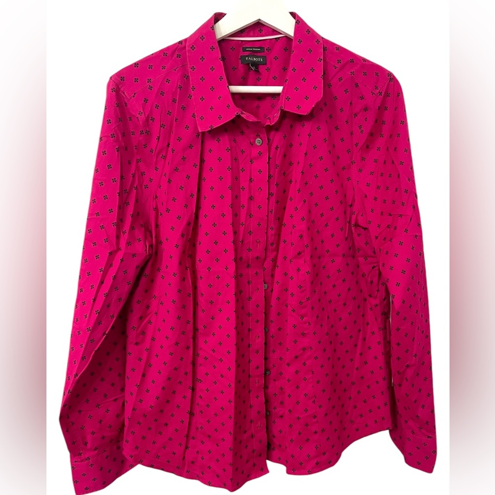 Talbots Cotton Blend Button Blouse Size 16